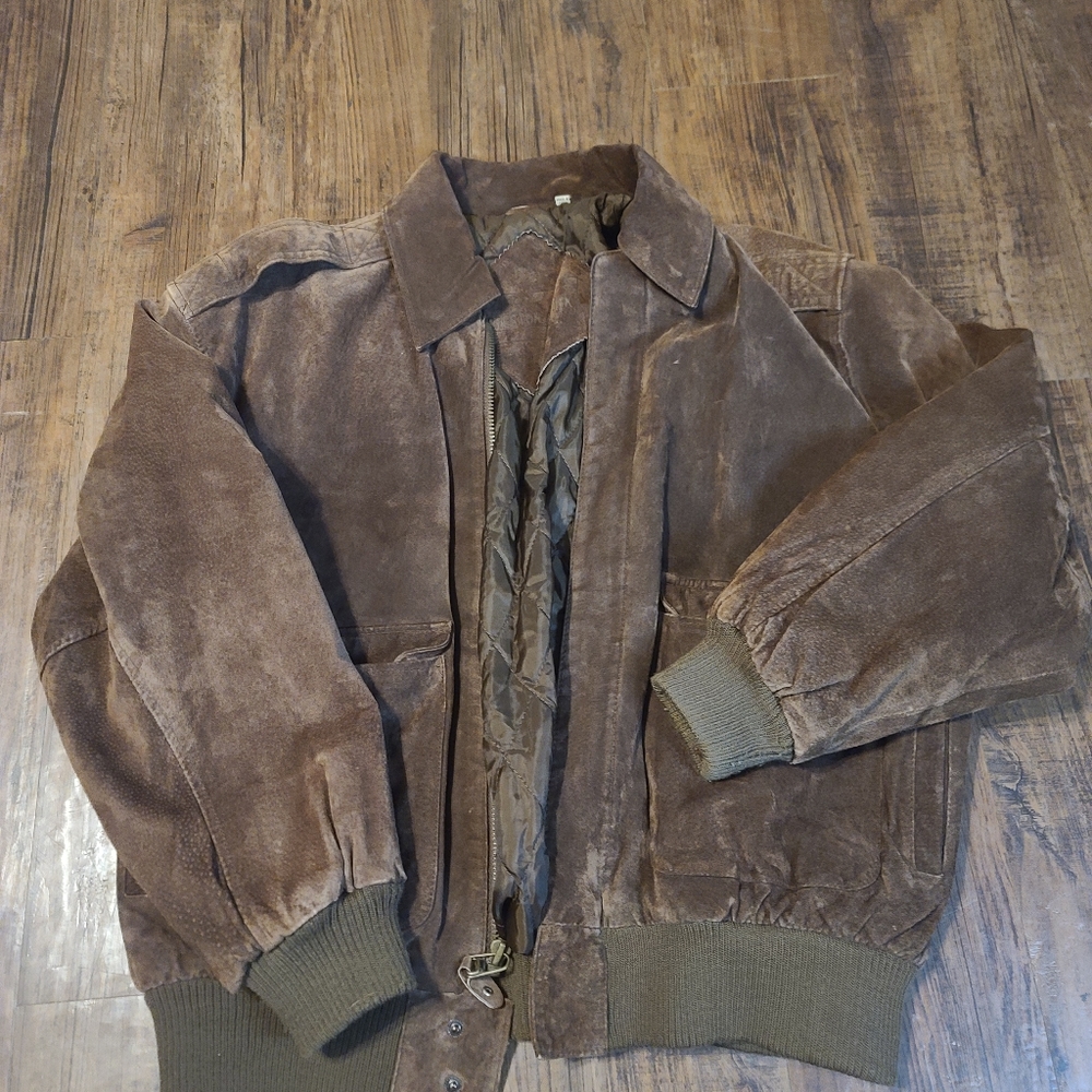 Genuine brown leather women's small full zip jacket